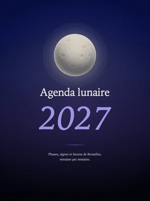 La couverture de l’Agenda lunaire 2027 : une pleine lune sur un ciel de nuit.